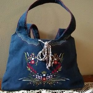 Le Chateau Embroidered Denimn Handbag